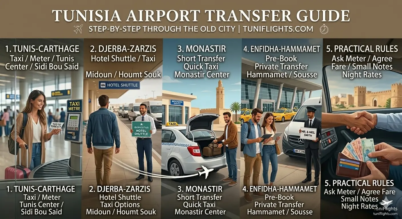 Guía de traslados: cómo ir de los aeropuertos tunecinos a tu hotel